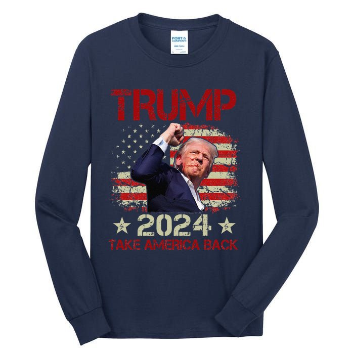 Trump Fist Pump Shot At Trump 2024 Trump Survives Rally Tall Long Sleeve T-Shirt