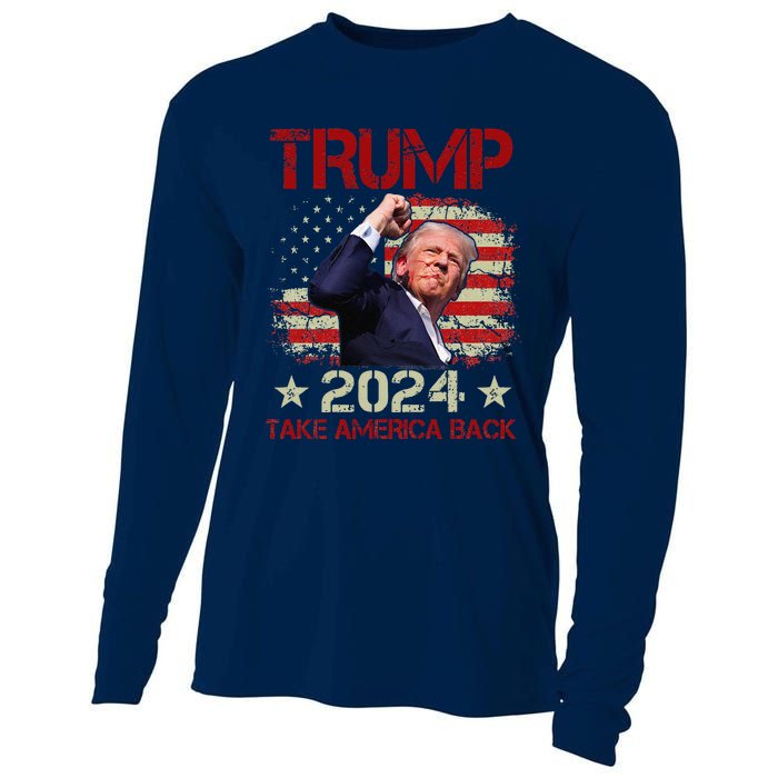 Trump Fist Pump Shot At Trump 2024 Trump Survives Rally Cooling Performance Long Sleeve Crew