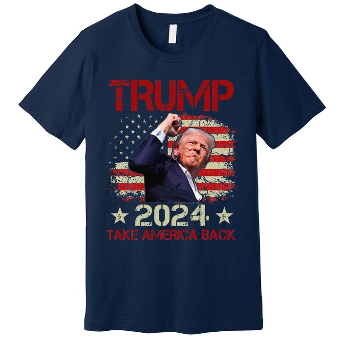 Trump Fist Pump Shot At Trump 2024 Trump Survives Rally Premium T-Shirt