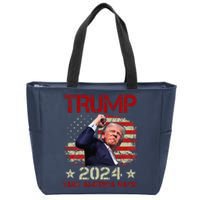 Trump Fist Pump Shot At Trump 2024 Trump Survives Rally Zip Tote Bag