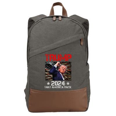 Trump Fist Pump Shot At Trump 2024 Trump Survives Rally Premium Cotton Canvas Backpack