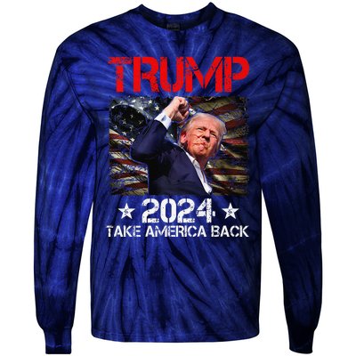 Trump Fist Pump Shot At Trump 2024 Trump Survives Rally Premium Tie-Dye Long Sleeve Shirt