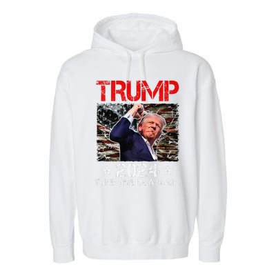 Trump Fist Pump Shot At Trump 2024 Trump Survives Rally Premium Garment-Dyed Fleece Hoodie