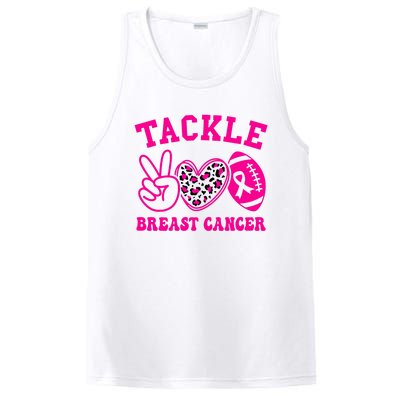 Tackle Football Peace Love Football Pink Breast Cancer PosiCharge Competitor Tank