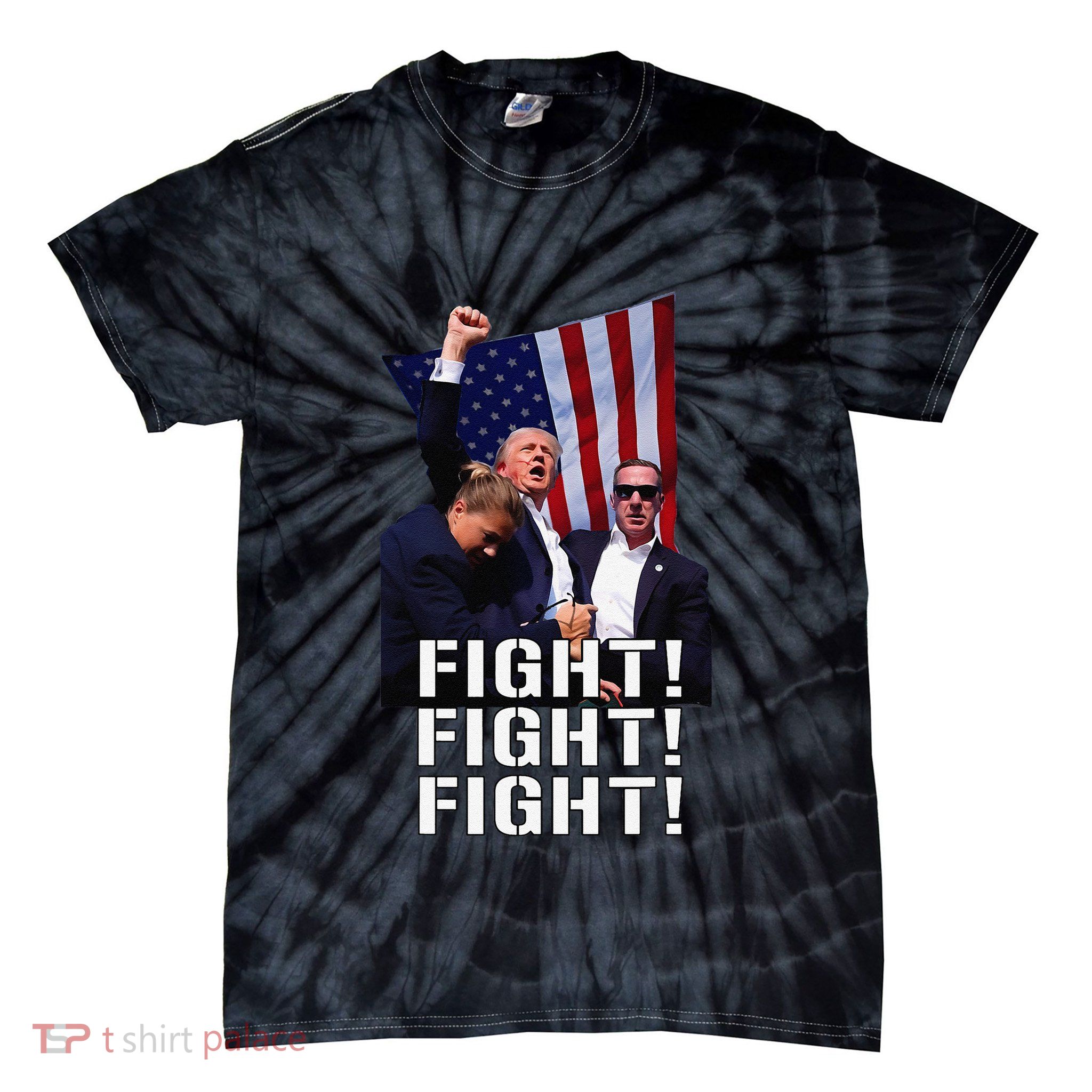 Trump Fist Pumped Fight Pray For Trump America Tie-Dye T-Shirt