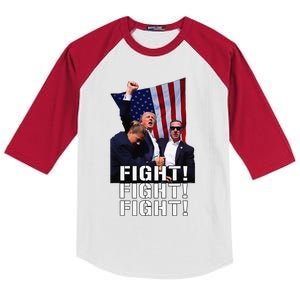 Trump Fist Pumped Fight Pray For Trump America Kids Colorblock Raglan Jersey