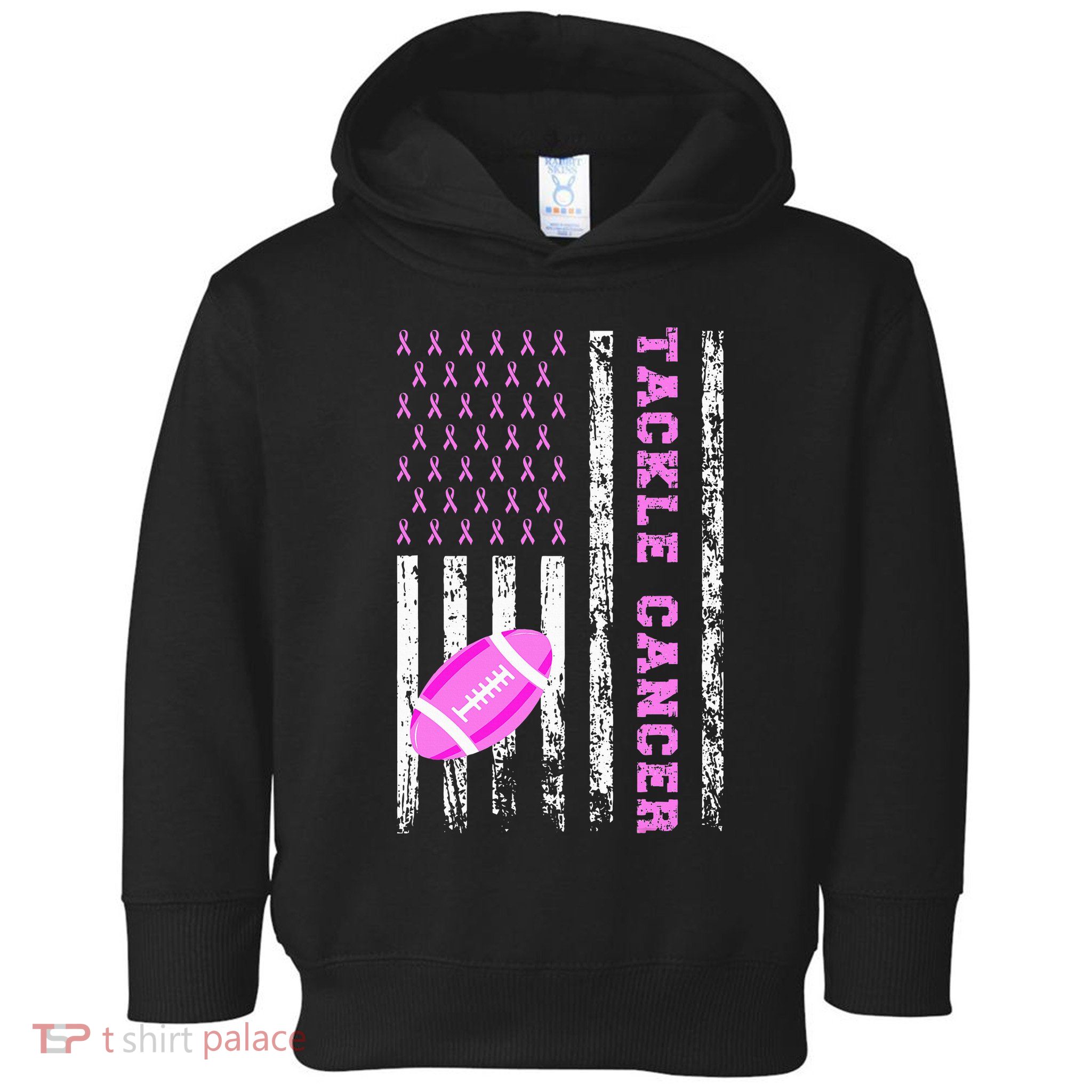Tackle Football Pink Ribbon Breast Cancer Awareness Toddler Hoodie