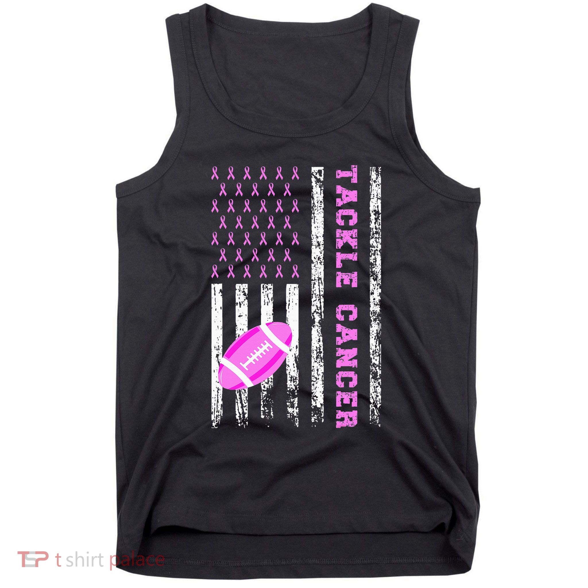 Tackle Football Pink Ribbon Breast Cancer Awareness Tank Top