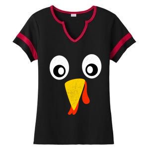 Turkey Face Pilgrim Shirt Thanksgiving Costume Ladies Halftime Notch Neck Tee