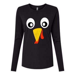 Turkey Face Pilgrim Shirt Thanksgiving Costume Womens Cotton Relaxed Long Sleeve T-Shirt