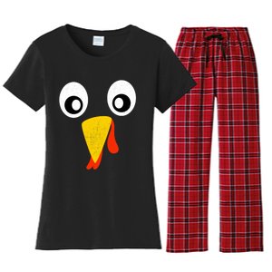 Turkey Face Pilgrim Shirt Thanksgiving Costume Women's Flannel Pajama Set