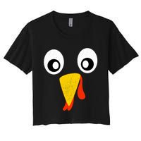 Turkey Face Pilgrim Shirt Thanksgiving Costume Women's Crop Top Tee