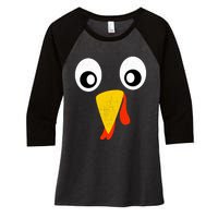 Turkey Face Pilgrim Shirt Thanksgiving Costume Women's Tri-Blend 3/4-Sleeve Raglan Shirt