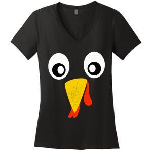 Turkey Face Pilgrim Shirt Thanksgiving Costume Women's V-Neck T-Shirt