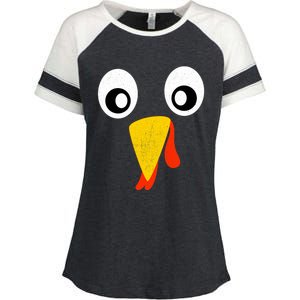 Turkey Face Pilgrim Shirt Thanksgiving Costume Enza Ladies Jersey Colorblock Tee