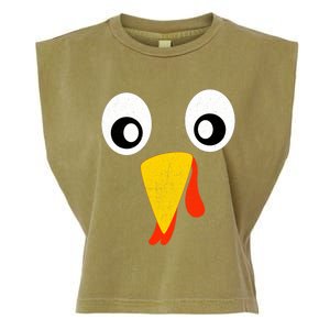 Turkey Face Pilgrim Shirt Thanksgiving Costume Garment-Dyed Women's Muscle Tee