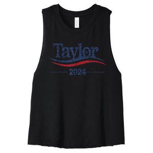 Taylor For President 2024 Bold Campaign Design Women's Racerback Cropped Tank