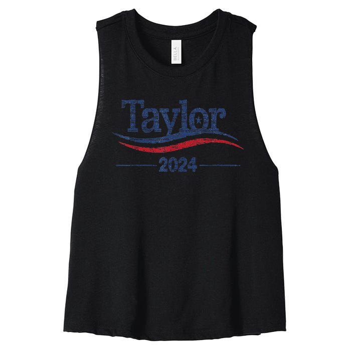 Taylor For President 2024 Bold Campaign Design Women's Racerback Cropped Tank