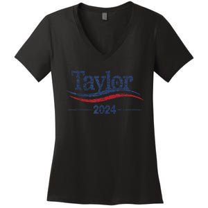 Taylor For President 2024 Bold Campaign Design Women's V-Neck T-Shirt