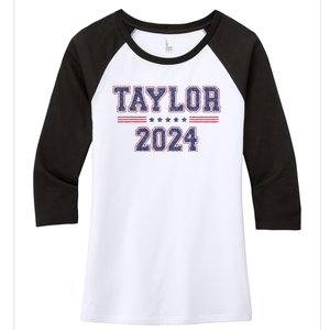 Taylor For President 2024 Women's Tri-Blend 3/4-Sleeve Raglan Shirt