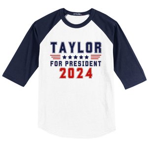 Taylor For President 2024 Bold Campaign Baseball Sleeve Shirt