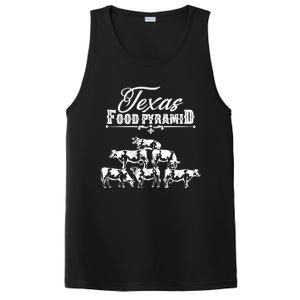 Texas Food Pyramid Funny Cow Pyramid Tee Gift PosiCharge Competitor Tank