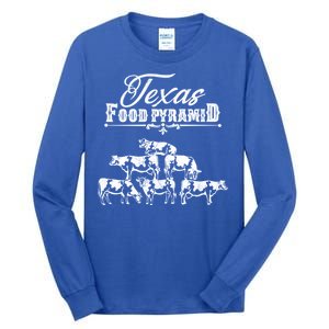 Texas Food Pyramid Funny Cow Pyramid Tee Gift Tall Long Sleeve T-Shirt