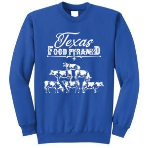 Texas Food Pyramid Funny Cow Pyramid Tee Gift Tall Sweatshirt