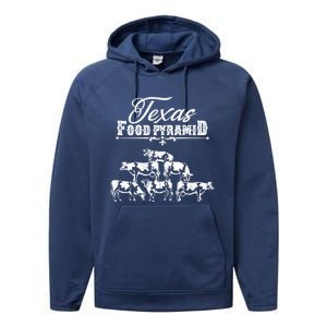 Texas Food Pyramid Funny Cow Pyramid Tee Gift Performance Fleece Hoodie