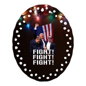 Trump Fist Pumped Fight Pray For Trump America Ceramic Oval Ornament