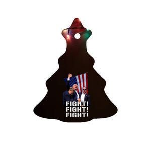 Trump Fist Pumped Fight Pray For Trump America Ceramic Tree Ornament