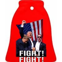 Trump Fist Pumped Fight Pray For Trump America Ceramic Bell Ornament