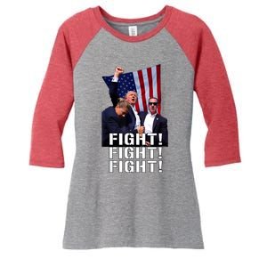 Trump Fist Pumped Fight Pray For Trump America Women's Tri-Blend 3/4-Sleeve Raglan Shirt