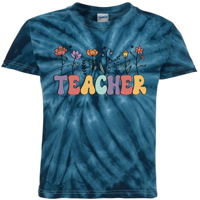 Teacher Floral PNG Kids Tie-Dye T-Shirt