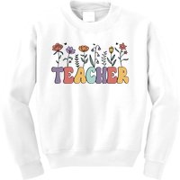 Teacher Floral PNG Kids Sweatshirt