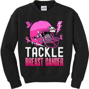 Tackle Football Pink Ribbon Breast Cancer Awareness Kids Sweatshirt