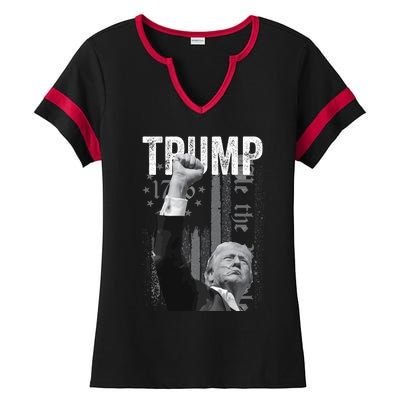 Trump Fist Pump 2024 Pennsylvania Rally Ladies Halftime Notch Neck Tee