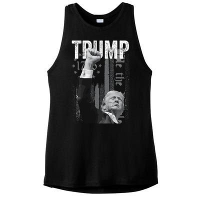 Trump Fist Pump 2024 Pennsylvania Rally Ladies PosiCharge Tri-Blend Wicking Tank