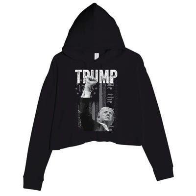 Trump Fist Pump 2024 Pennsylvania Rally Crop Fleece Hoodie