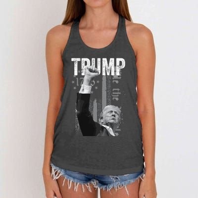 Trump Fist Pump 2024 Pennsylvania Rally Women's Knotted Racerback Tank