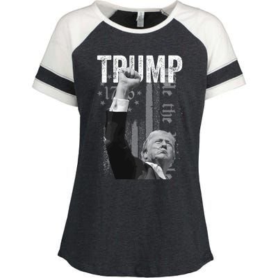 Trump Fist Pump 2024 Pennsylvania Rally Enza Ladies Jersey Colorblock Tee