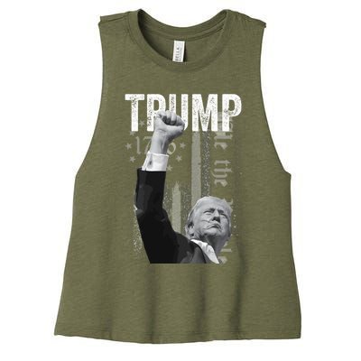 Trump Fist Pump 2024 Pennsylvania Rally Women's Racerback Cropped Tank