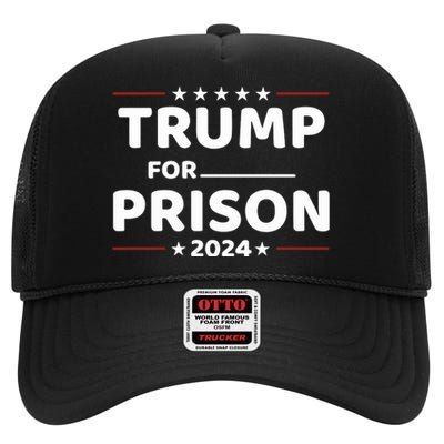 Trump For Prison 2024 Donald Trump Mugshot President Trump High Crown Mesh Back Trucker Hat