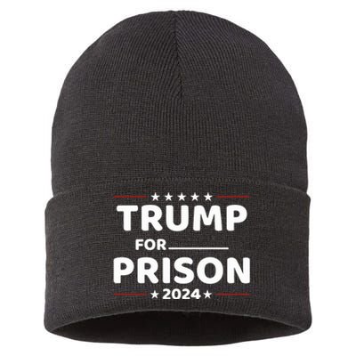 Trump For Prison 2024 Donald Trump Mugshot President Trump Sustainable Knit Beanie