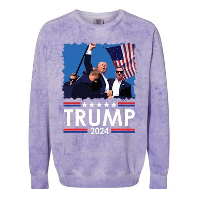 Trump Fist Pump Shot At Trump 2024 Trump Survives Rally Colorblast Crewneck Sweatshirt