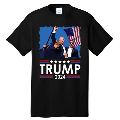 Trump Fist Pump Shot At Trump 2024 Trump Survives Rally Tall T-Shirt