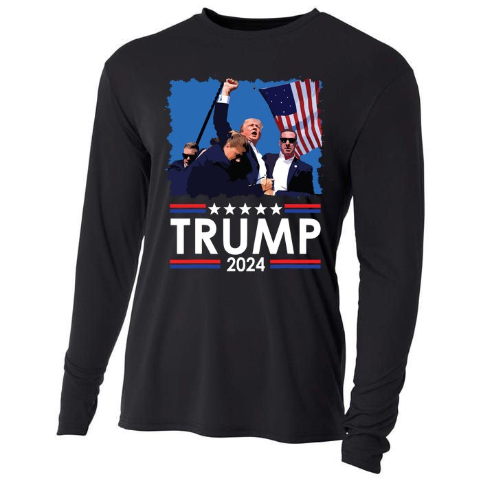 Trump Fist Pump Shot At Trump 2024 Trump Survives Rally Cooling Performance Long Sleeve Crew