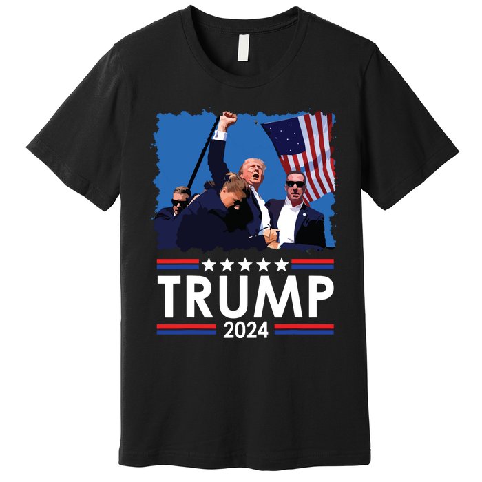 Trump Fist Pump Shot At Trump 2024 Trump Survives Rally Premium T-Shirt