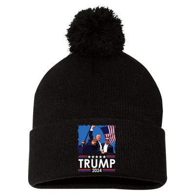 Trump Fist Pump Shot At Trump 2024 Trump Survives Rally Pom Pom 12in Knit Beanie