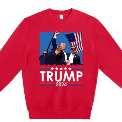 Trump Fist Pump Shot At Trump 2024 Trump Survives Rally Premium Crewneck Sweatshirt